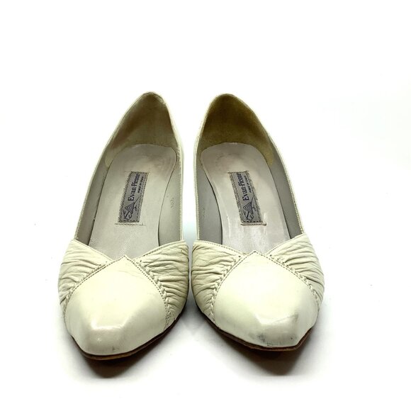 EVAN-PICONE Women's BONE Leather TEXTURED DETAIL Slip-On PUMPS HEELS - Picture 3 of 6